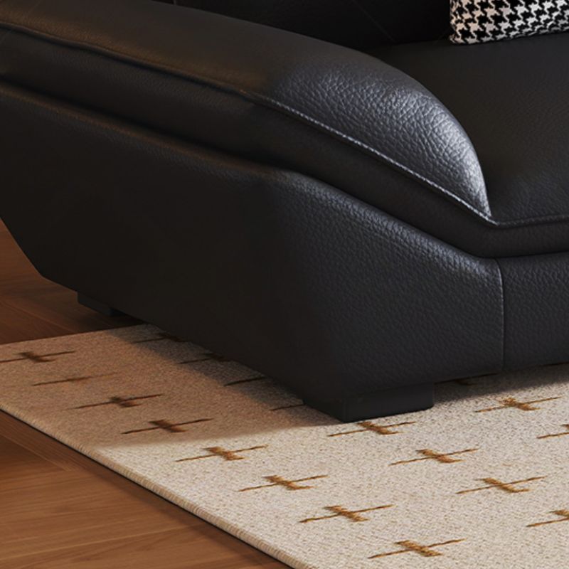 Contemporary Modern Solid Color Scratch-durable/Water Resistant Standard/Single Sofa in Midnight Black, Seats 3/5/4 with 2/1 Pillows