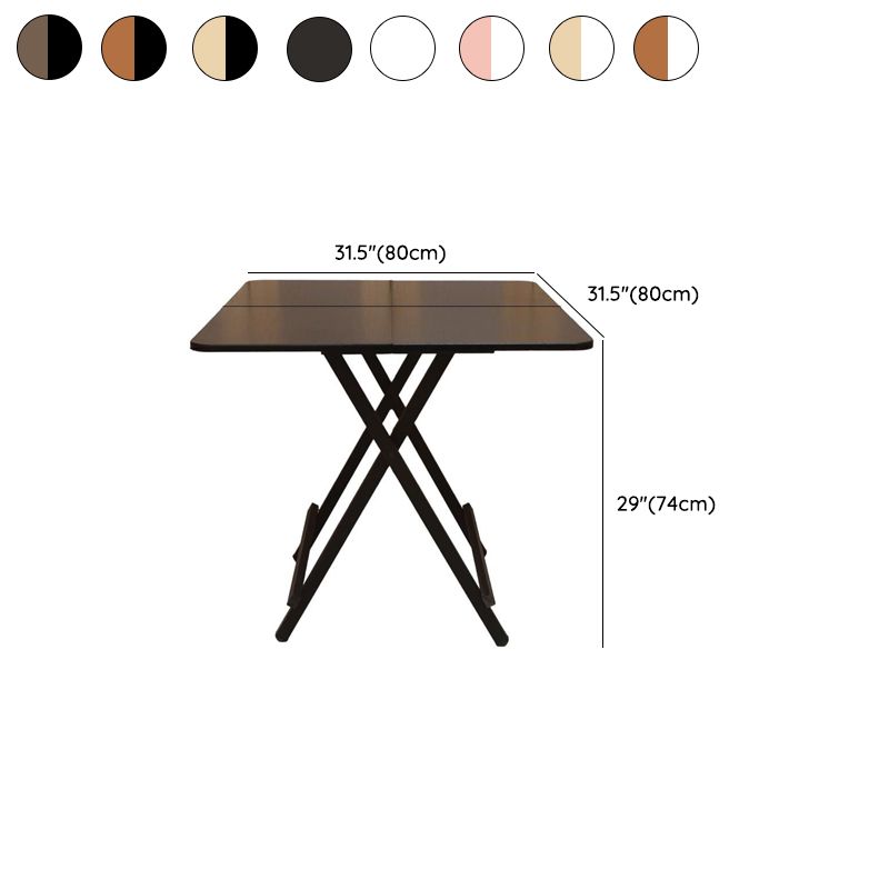 Panel Wood Dining Table with Crossed Legs, No Extra Durability, Foldable Square Top for 2-seater