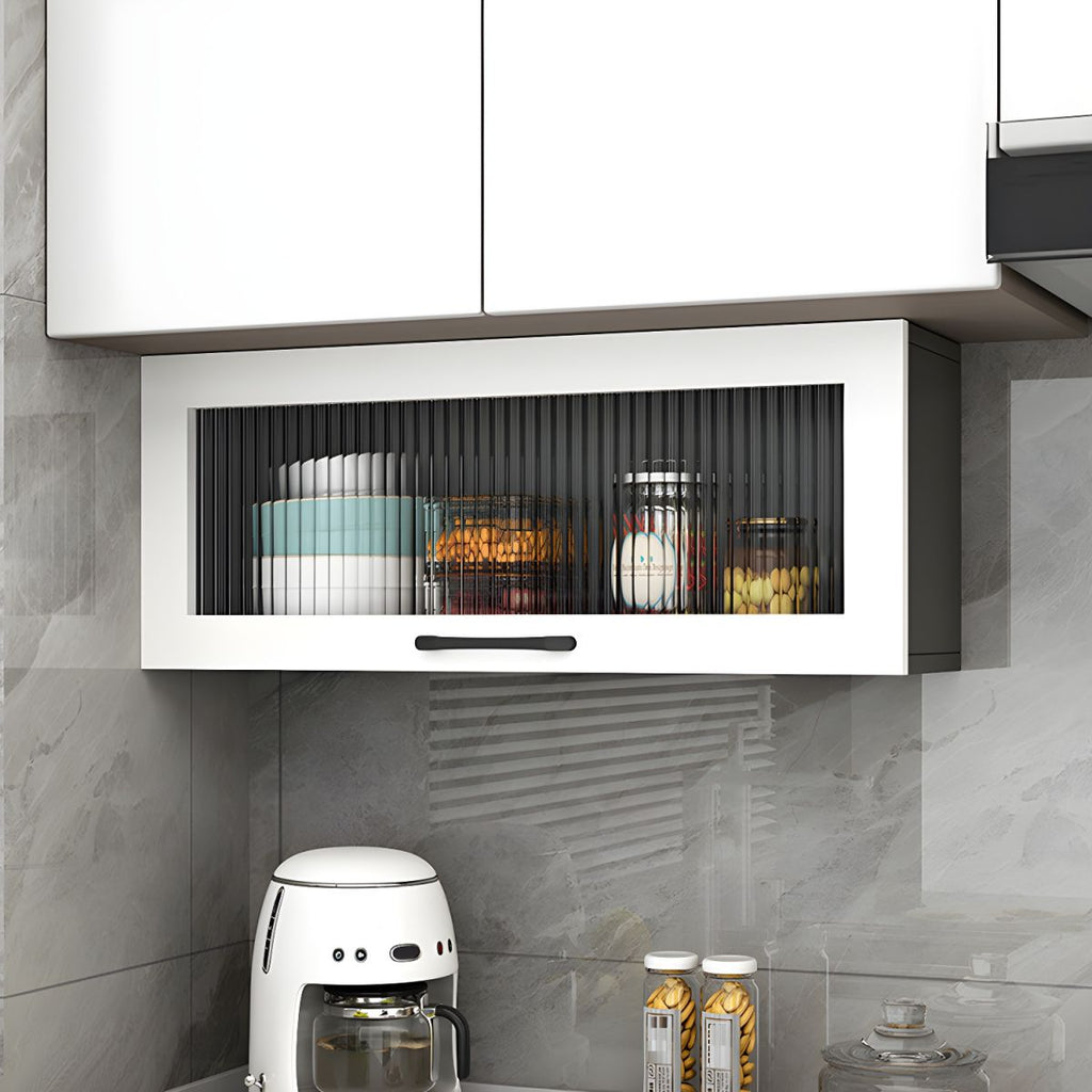 Contemporary Faux Wood Wall Mounted Display Cabinet with Acrylic Door