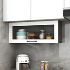 Contemporary Faux Wood Wall Mounted Display Cabinet with Acrylic Door