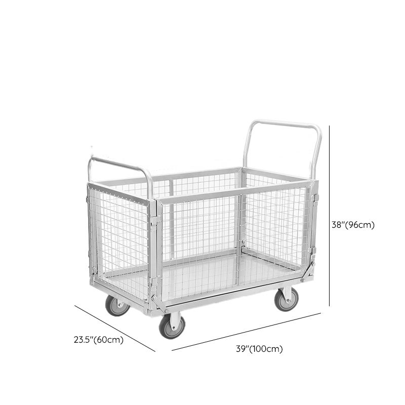 Steel Chrome Adult Office Rolling Cart with Handle, Storage & Casters