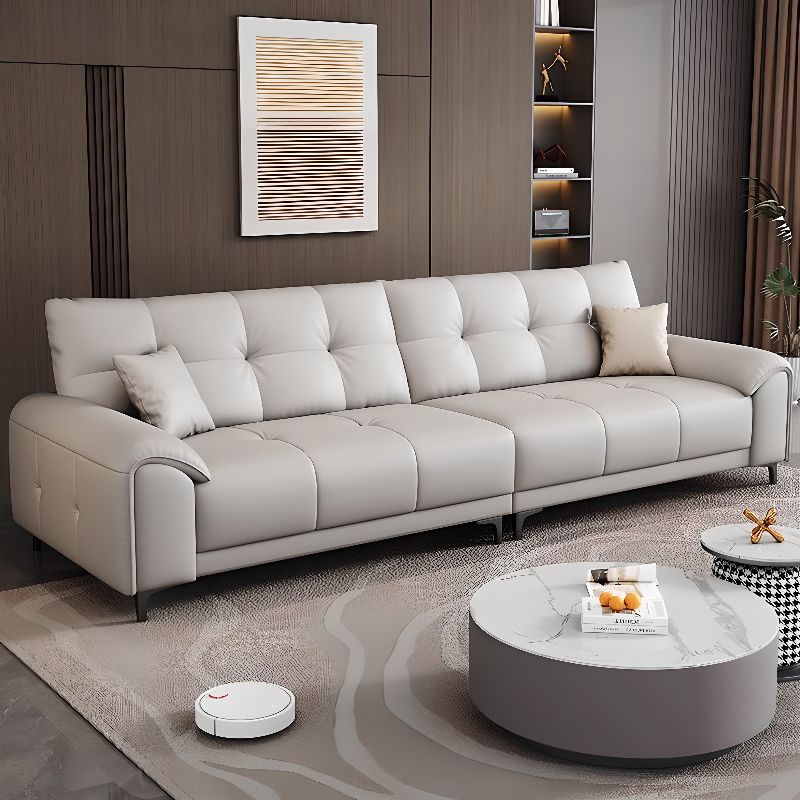 Contemporary Modern Solid Color Water Resistant Standard Sofa in Off-White for 4-seater/3/2 People with 2 Pillows