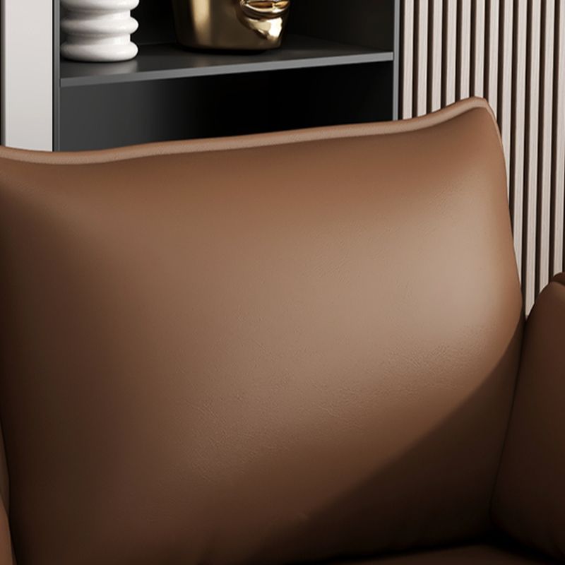 Drawing Room Sofa in Pu Leather with Cerulean/Mocha/Off-White Armrest