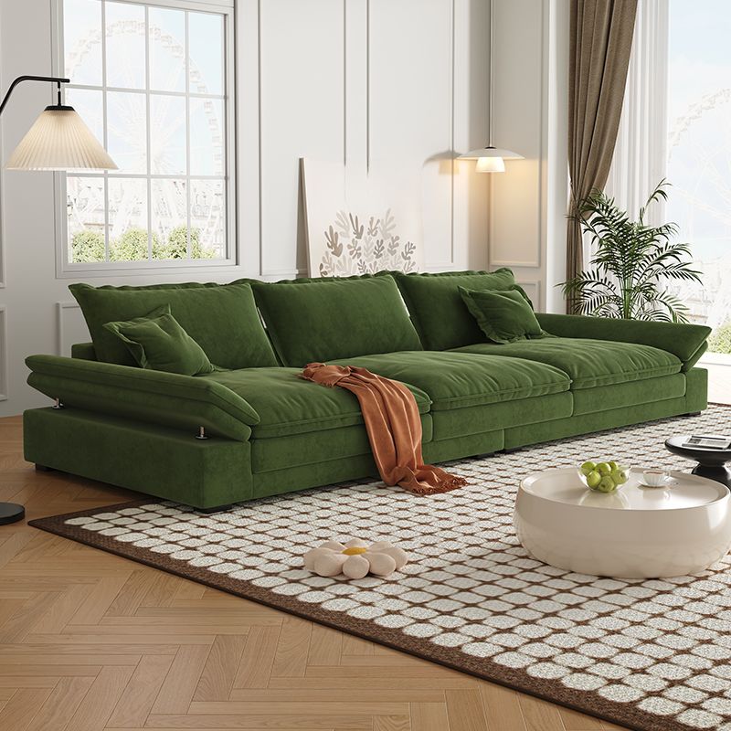 Contemporary Solid Color Tear Resistant Standard Sofa in Black/Amber Color/Off-White, Seats 6 with 2 Pillows