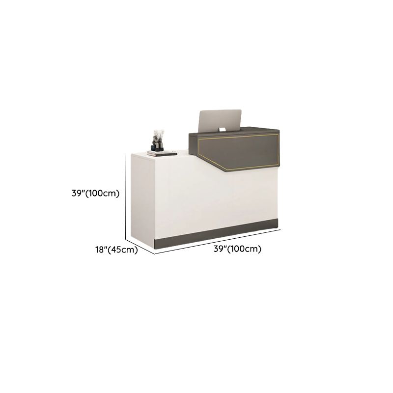 Rectangle Manufactured Wood Top Reception Desk with Locker, Hutch & Cable Management
