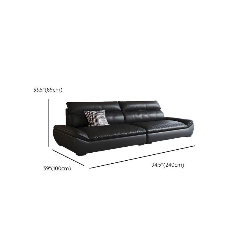 Contemporary Modern Solid Color Stain Resistant Standard/Single Sofa in Midnight Black, Seats 4/5/3 with 1 Pillow