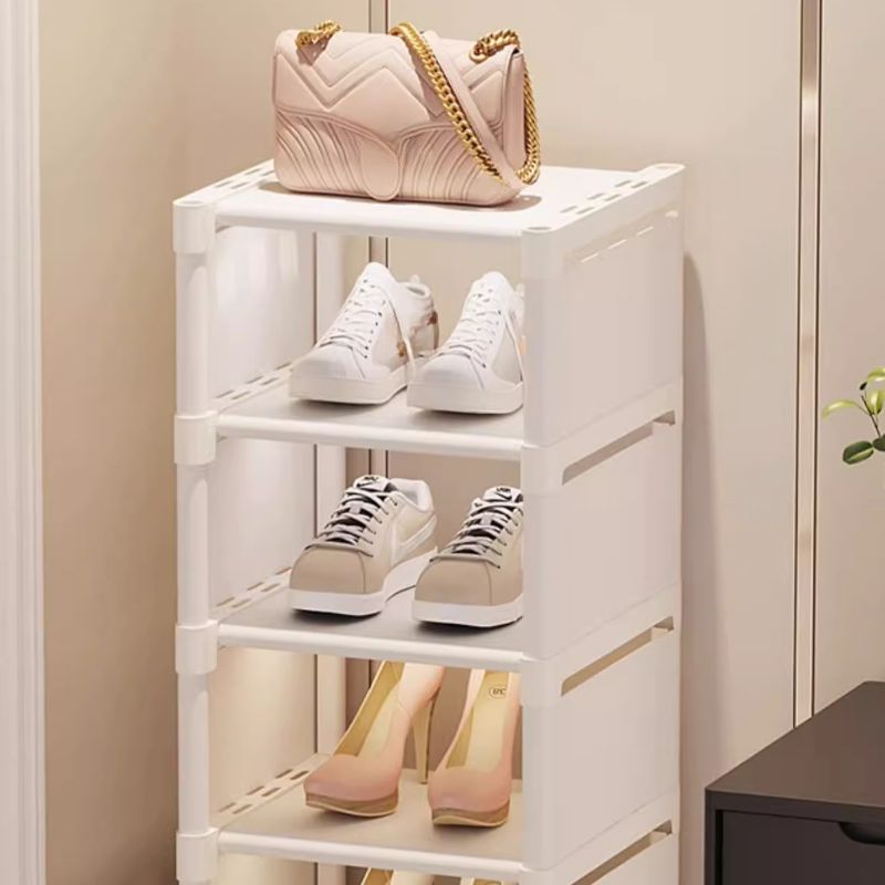 Art Deco Polymerized Material Rectangle Shoe Rack with 8/7/6 Shelves for 1-20 Pairs in Drawing Room