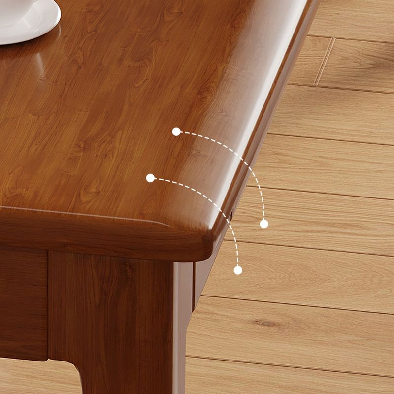 Trendy Rectangular Natural Wood Writing Table with Auburn/Unfinished Color Drawers