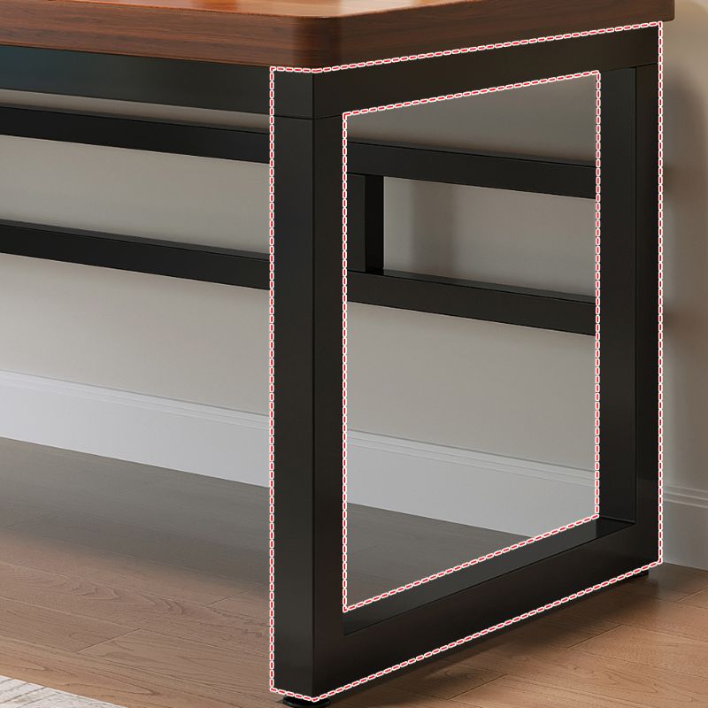 Black/Chalk Rectangular Metal Table with Cable Management and Twin Support Base, Warp Resistant and Rounded Corners