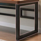 Black/Chalk Rectangular Metal Table with Cable Management and Twin Support Base, Warp Resistant and Rounded Corners