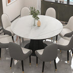 Black Plinth Base Stone Kitchen & Dining Table for 6-seater/8 People, Anti-Fouling Sintered Stone Tabletop