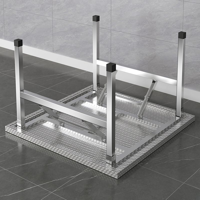 Silver Minimalist No Installation Required Square Folding Banquet Table with Slip-resistant Stainless Alloy Top