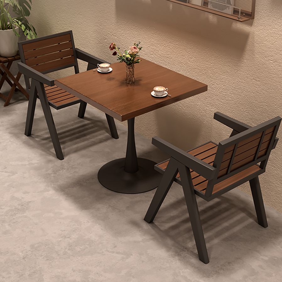 Caramel Trendy Square Table with No Seating, Assembly Required, and Solid Wood Cover