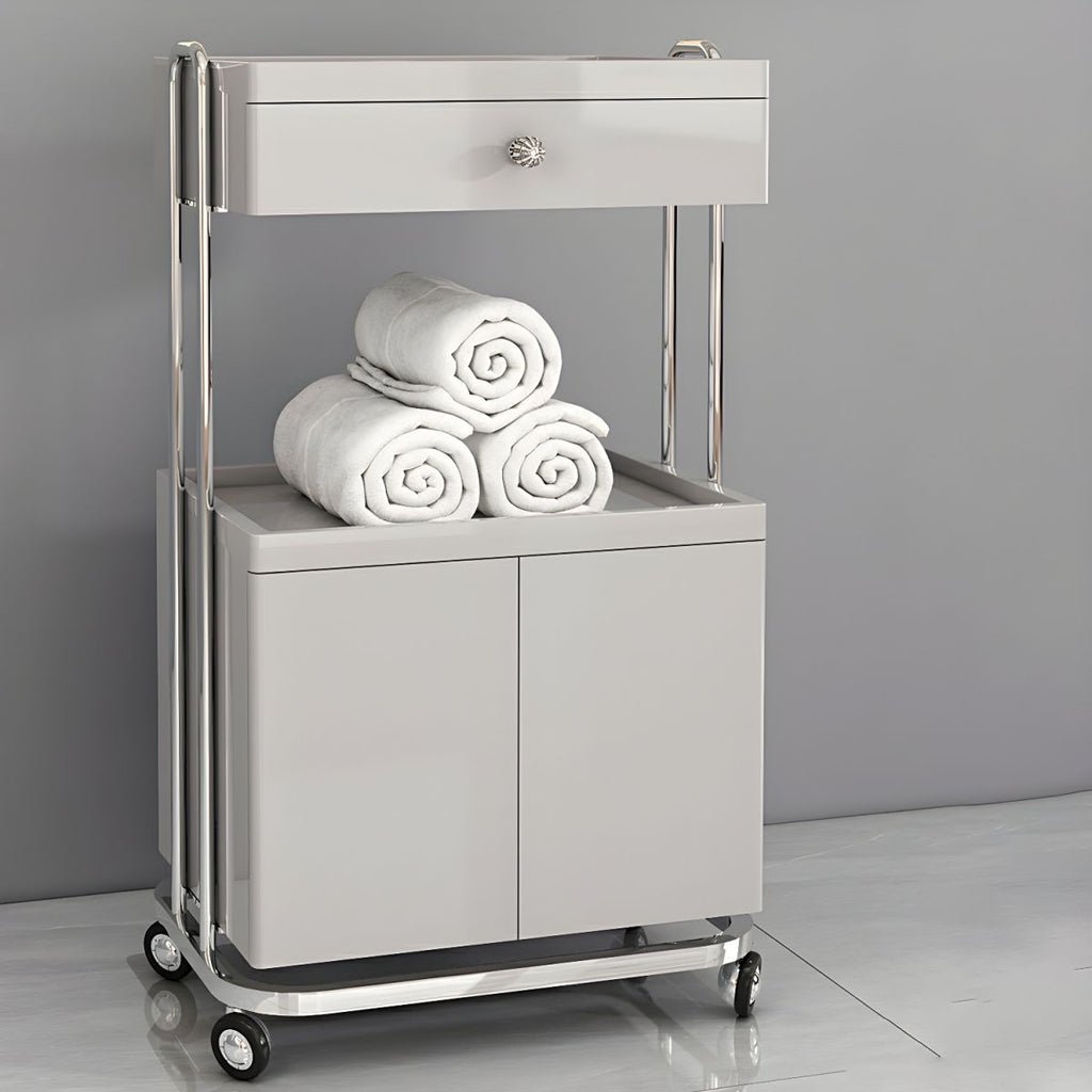 Three-story Utility Carts Rust-proof and Fade Resistant with Drawer and Casters