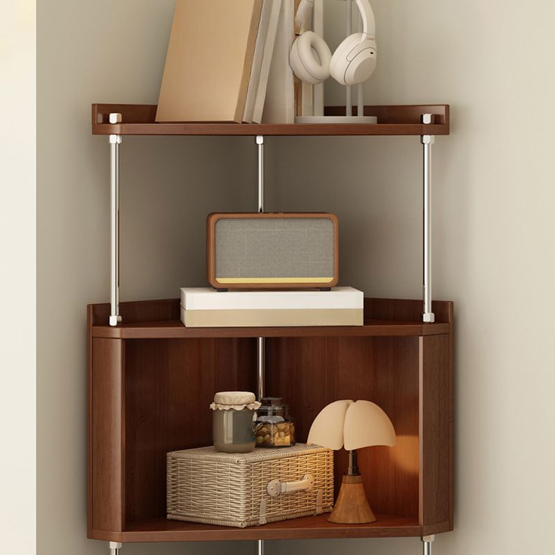 Modern Simple Style Nook Decorative Cabinet with 5/4 Exterior Shelves, Rubberwood Countertop, and Midnight Black/Sepia Top
