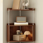 Modern Simple Style Nook Decorative Cabinet with 5/4 Exterior Shelves, Rubberwood Countertop, and Midnight Black/Sepia Top