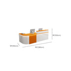 L-Shape Manufactured Wood Top Reception Desk with Hutch, Desk Return, Filing Cabinet & Keyboard Tray