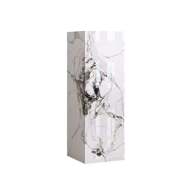 White Square Marble Pattern Stone Display Table with Unfinished Finish, 30 to 39 in/20 to 29 in Height, Up to 19 in Size