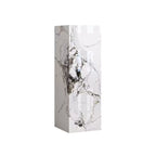 White Square Marble Pattern Stone Display Table with Unfinished Finish, 30 to 39 in/20 to 29 in Height, Up to 19 in Size