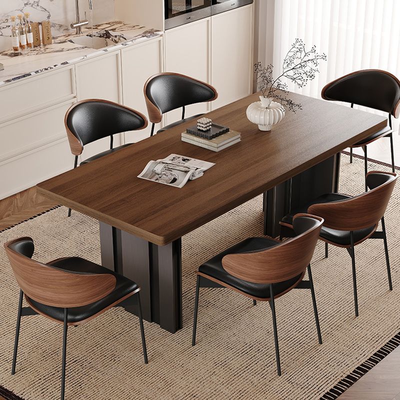 Ink Double Pedestal Stone Dining Table for 6-8, Anti-Fouling Sintered Stone Tabletop