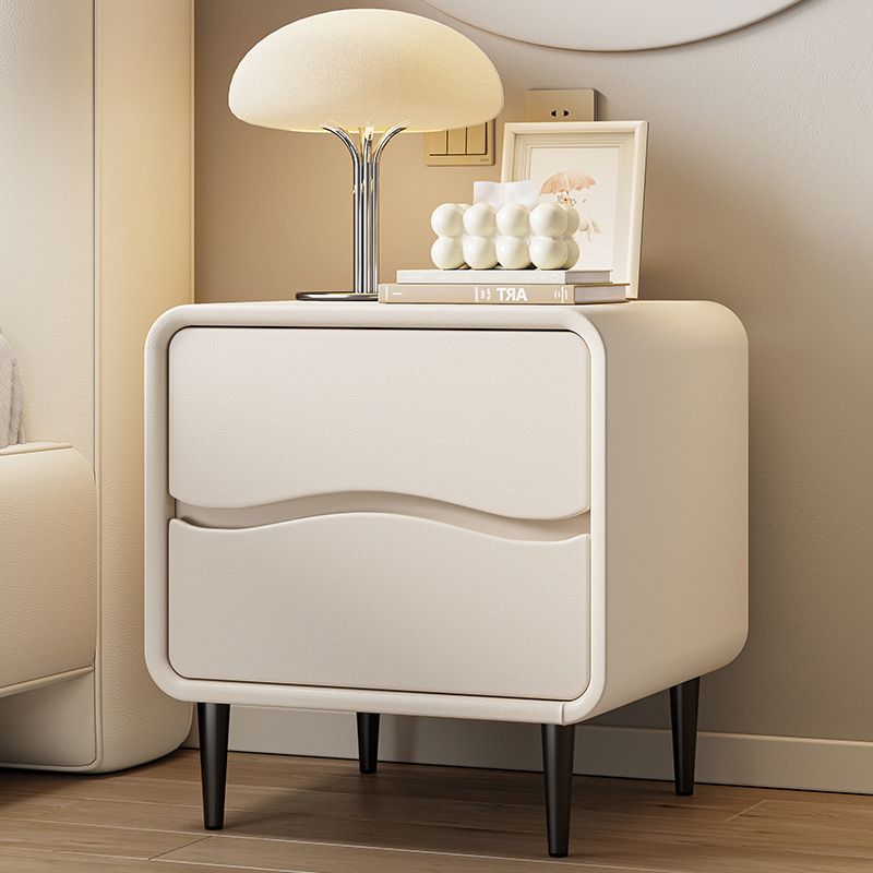 Modish 2 Tiers Nightstand With Drawer Organization and Pleather Countertop