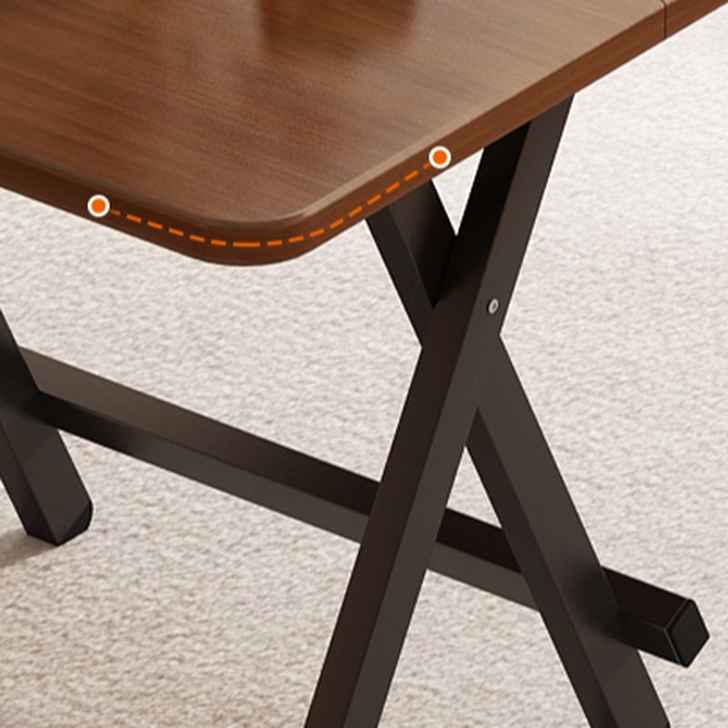 Trendy Folding Square Bi-fold Table in Midnight Black/White, Scratch-shielded with Wood Top