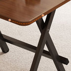 Trendy Folding Square Bi-fold Table in Midnight Black/White, Scratch-shielded with Wood Top