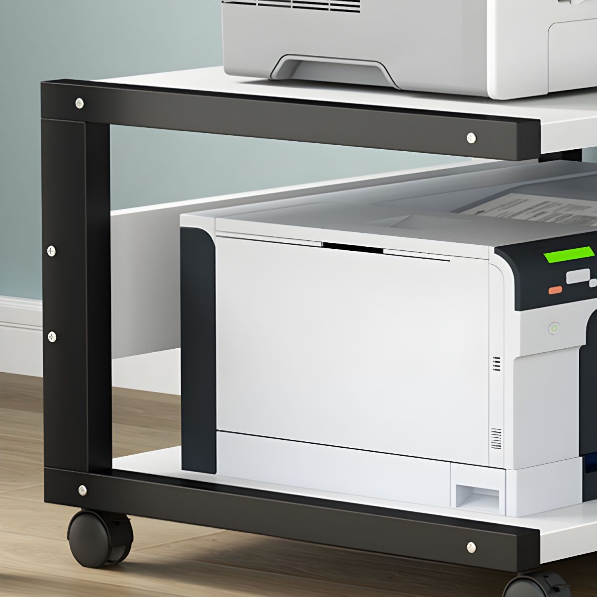 Ultra-Functional Compact Printer Stand with Locking Casters, Wood Material, Limited Warranty