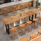 Modern 1/9 Pieces Bar Table Set Rectangle Pine Wood Counter Table with Stools for Cafe