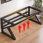 Black/Chalk Rectangular Metal Table with Cable Management, Crack Resistant Twin Support Base, and Rounded Corners