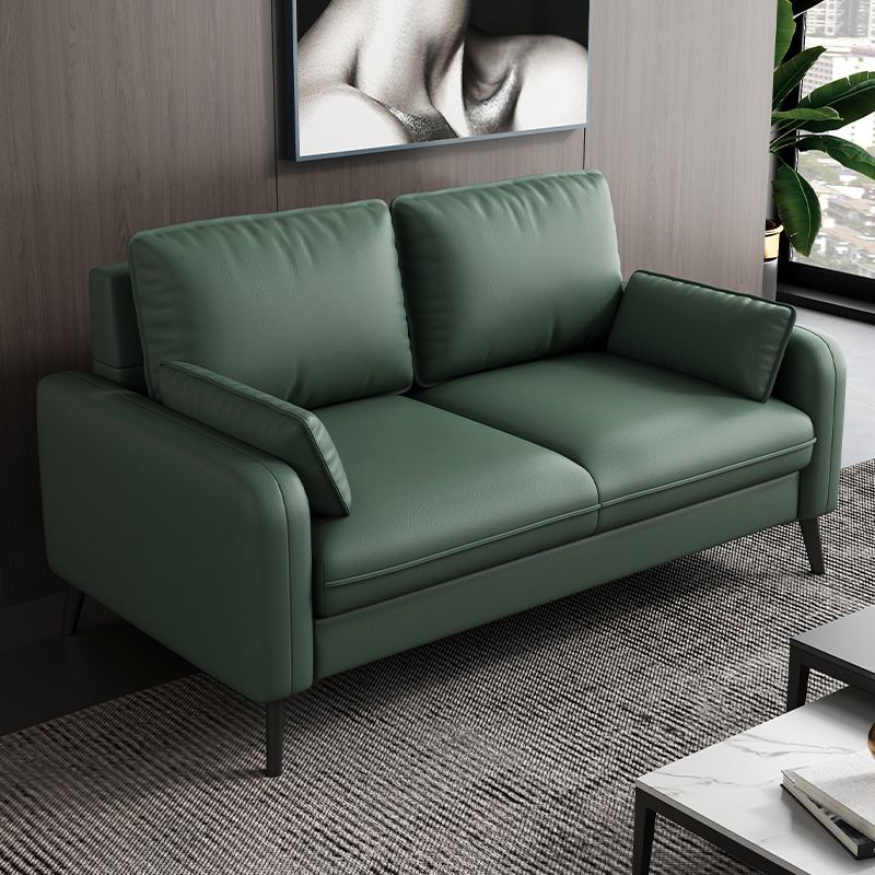 Contemporary Modern Solid Color Water Resistant Loveseat in Navy Blue/Emerald Green/Amber Color, 2-seater with 2 Pillows