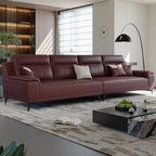 Modish Solid Color Stain Resistant Standard Sofa in Mocha Pu Leather with 2 Pillows, Seats 4/3/2-seater