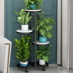 Circular-shaped Stone Flower Rack with 1 Piece Set, 5 Shelves/4 Shelves, and Solid Base