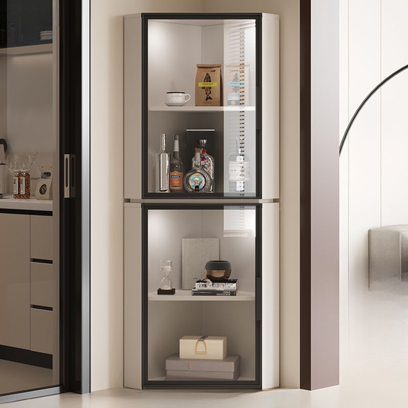 Nook Detached Accent Cabinet with Damp-proof and Scratch-immune Features, Glazed Door, Grip Bars, and Midnight Black/Chalk/Sepia Top