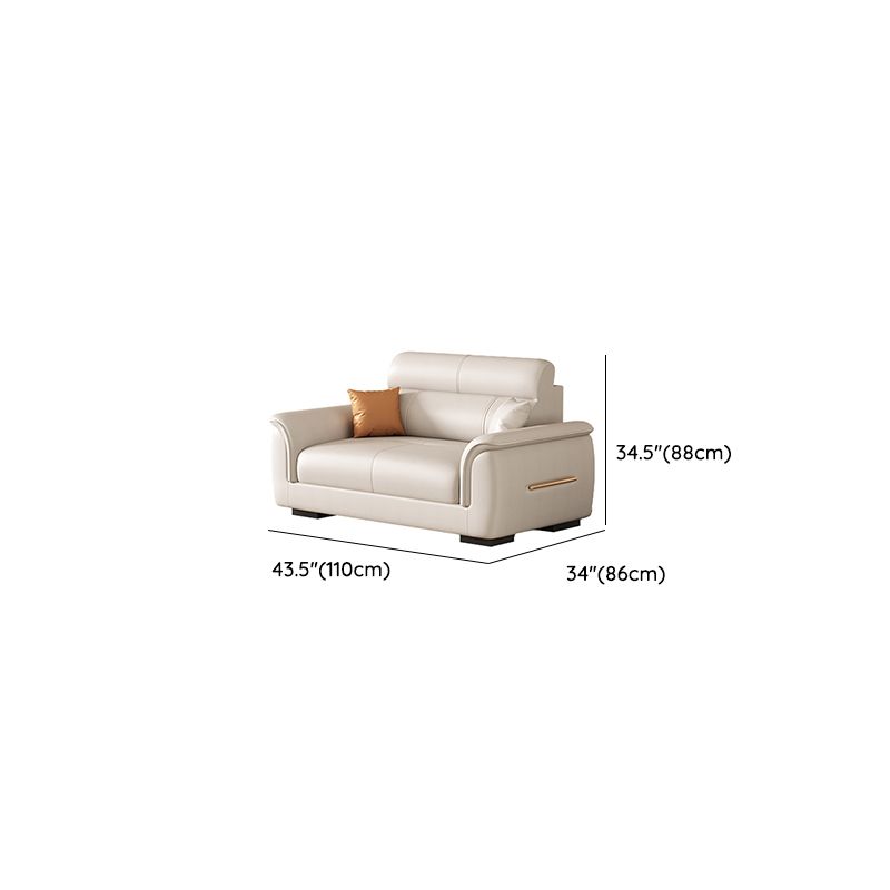 Trendy Solid Color Stain Resistant Standard Sofa/Loveseat/Single Sofa in Beige with Arm, Seats 2 People/5 Person/Seats 3, and 2 Pillows