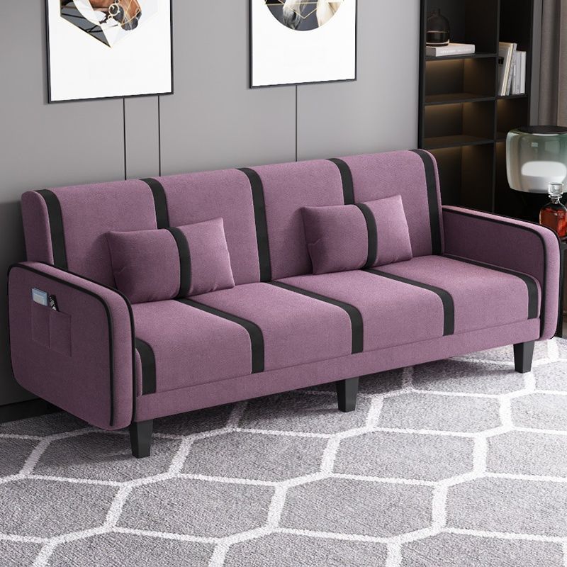 Striped Standard Sofa in Dark Gray/Cerulean/Off-White with Armrest