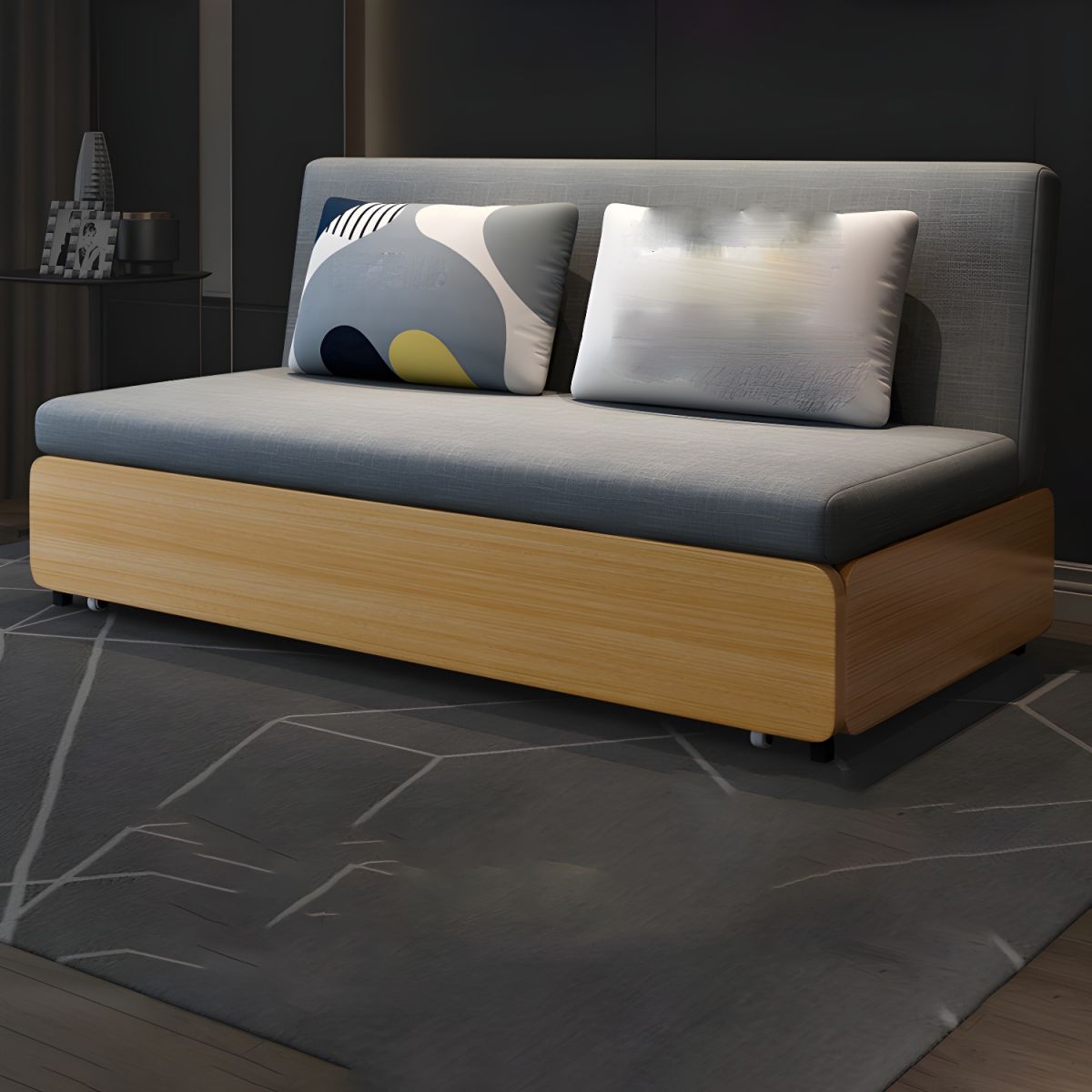 High Wear Resistance Armless Sofa Bed 32.68"H Fabric Tight Back Sofa Bed