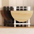 Scratch-proof Veneer Dining Table with Crossed Legs, Foldable Design, and Seating for 2 to 4