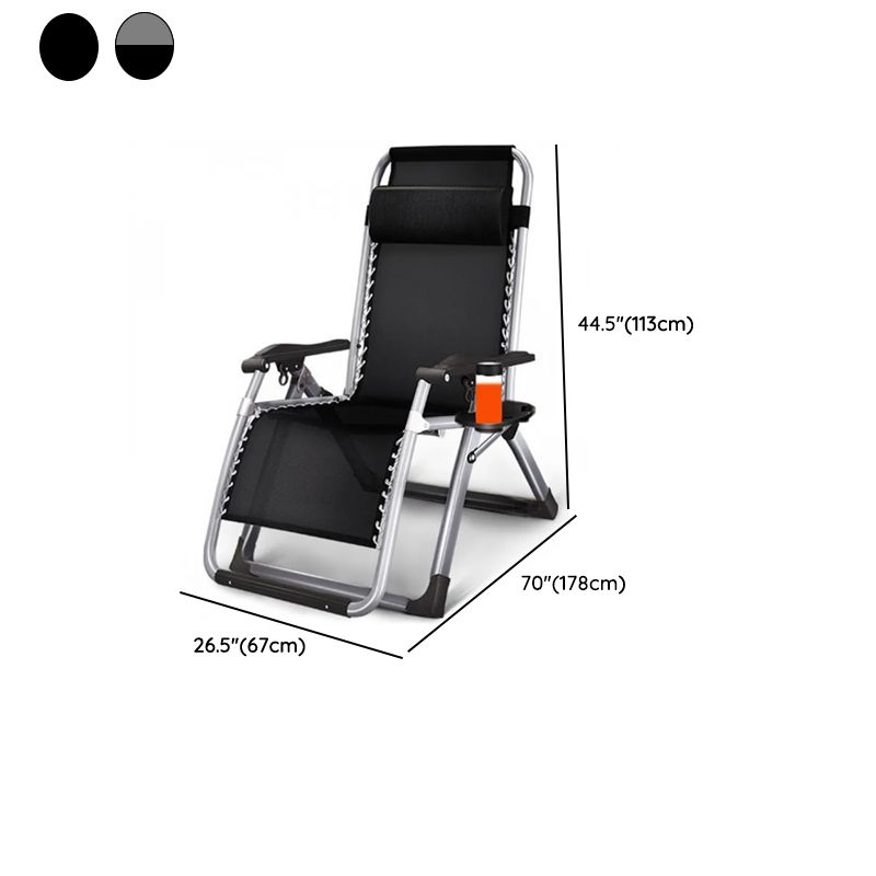 Solid Color Arm Recliner in Midnight Black with Alloy Frame, Standard Base, Locking Back Angle, Cupholder, and Removable Back
