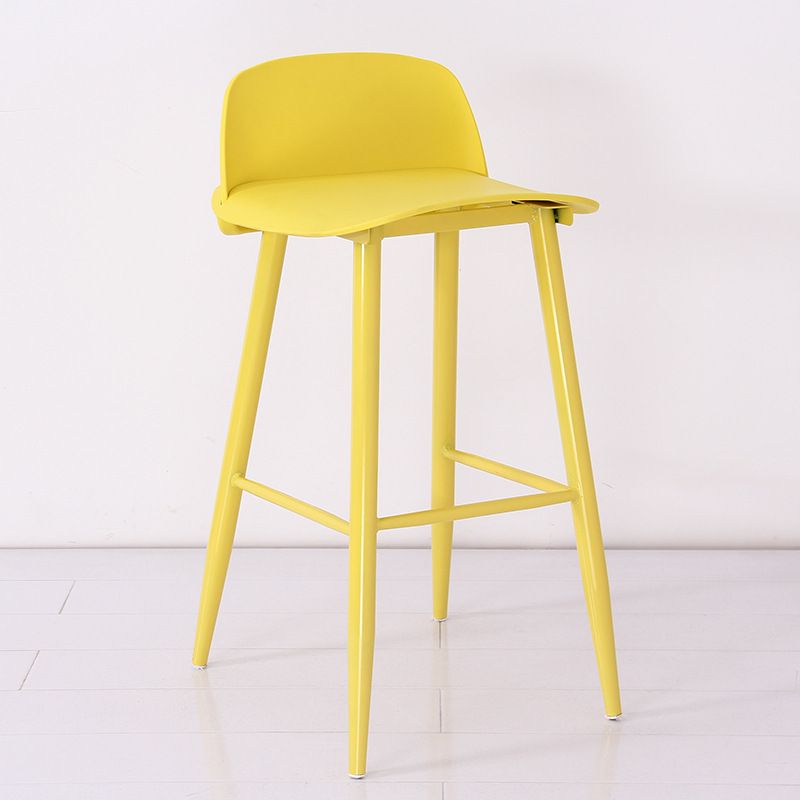 Casual Polymer Bar Stools in Hot Pink/Lemon Color/Light Blue with Back and Pail Seat, Featuring Leg Rest