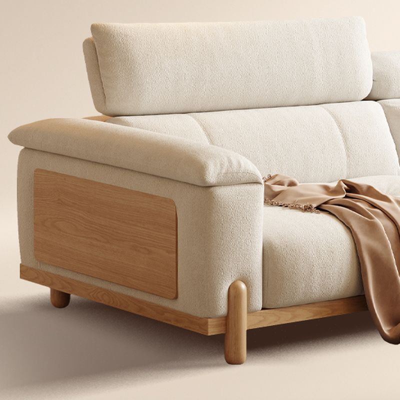 Contemporary Modern Solid Color Water Resistant Standard Sofa in Off-White for 2 People with 2 Pillows