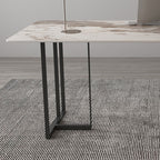 Casual Writing Desk with Easy Assembly and Corrosion Resistant Double Pedestal Base in Ink/Chalk/Beige, Unattached Slate Top