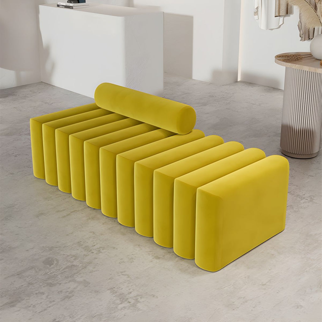 16.92" High Velvet Standard Sofa Contemporary Armless Sofa for Living Room