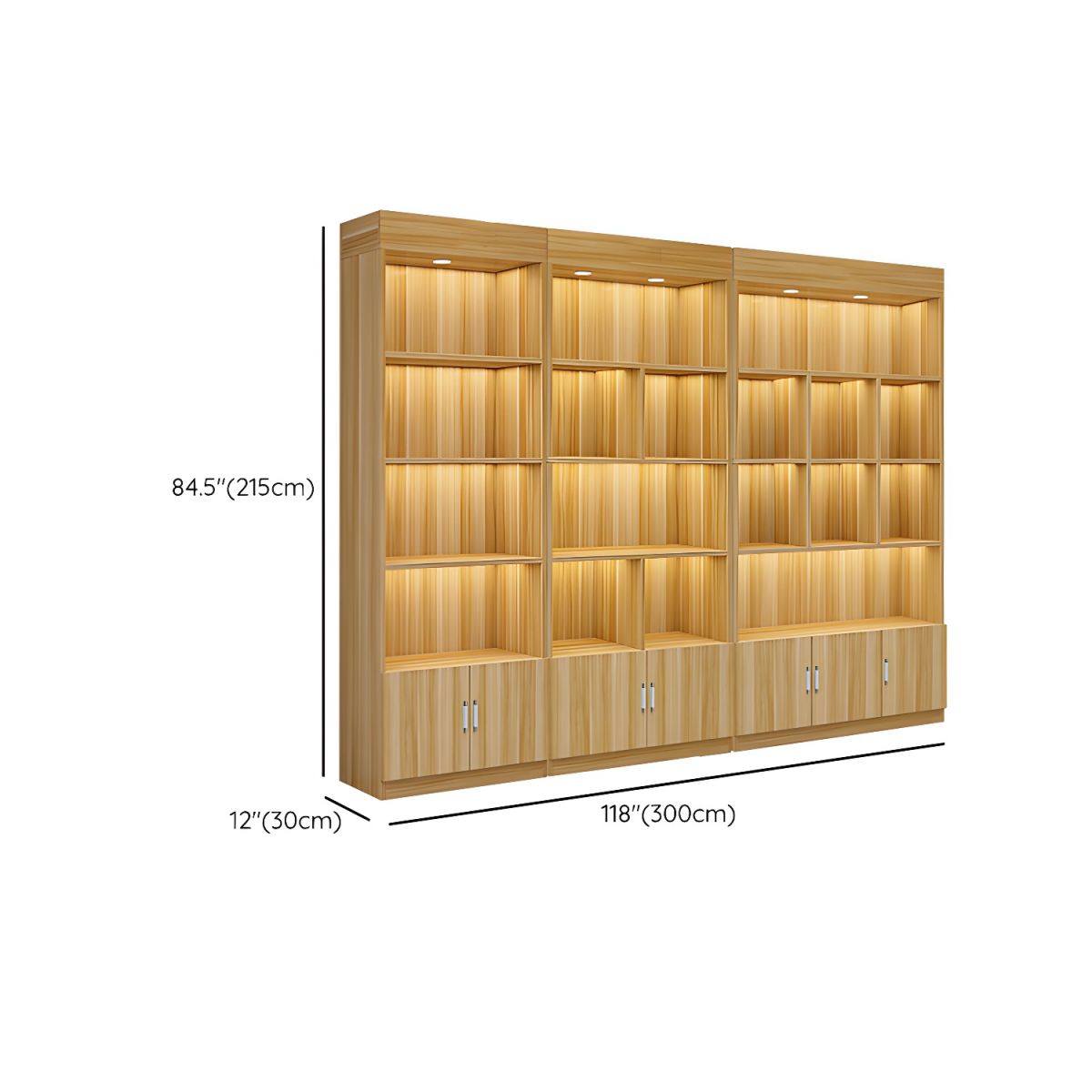Multi-shelf Modern & Contemporary Style Wood Hutch Cabinet for Living Room