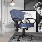Modern Simple Style Office Task Chair with Flexible Height, Solid Color Upholstered Steel Frame in Ink and Glide Movement