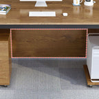 Trendy Rectangular Laminate Light Brown Office Computer Desk with Organized Wiring System and CPU Stand