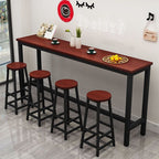 Black/Green/Yellow Reclaimed Wood Bar Table/Bar Height Dining Set with Trestle Base and Footrest in a Modern Style