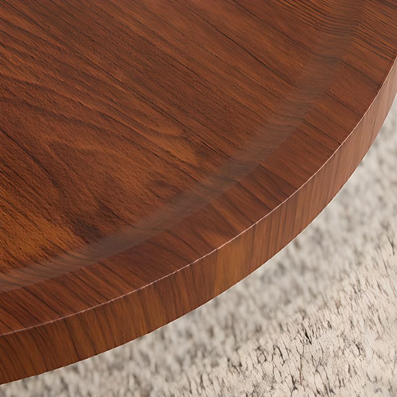 Contemporary Orbicular Chairside Table with Engineered Wood and Three Legs, Featuring Tray Top and Shelf