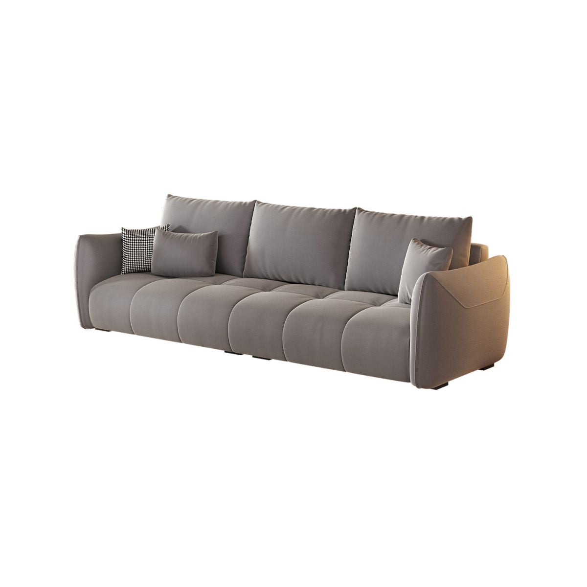 Standard Sofa with Flannel Upholstery in Dove Grey/Cream/Amber Color, Armrest Included, Comes with 3 Pillows