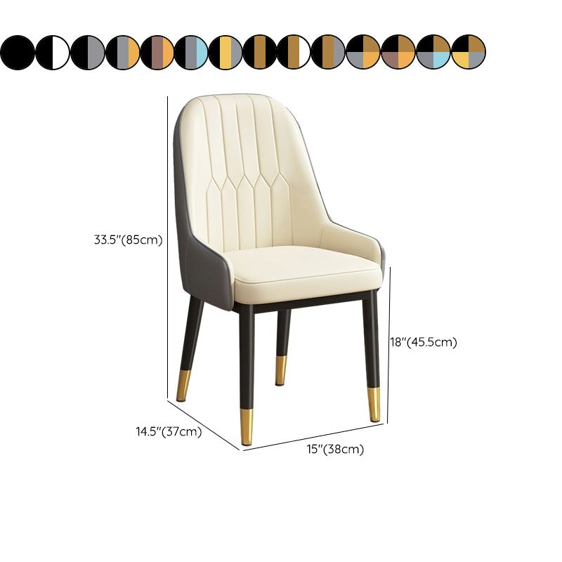 Low Back Upholstered Dining Chair with Metal Legs for Dining Room